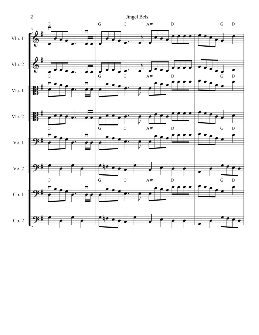 Jingle Bells for Strings String Orchestra scores gallery preview page 2