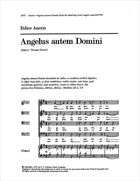 Angelus autem Domini (And the Third Day God