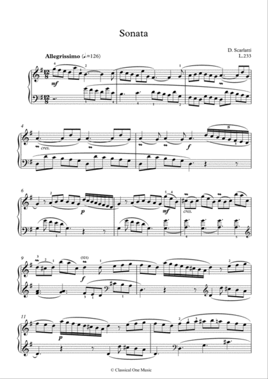 Scarlatti-Sonata in G-Major L.233 K.103(piano) Piano Solo scores gallery preview page 2