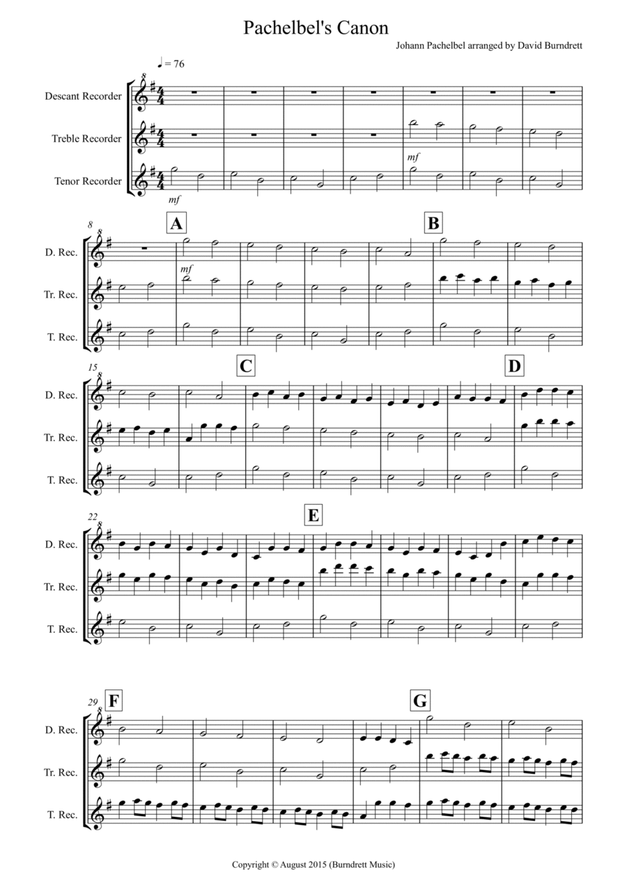 Pachelbel's Canon for Recorder Trio Pachelbel's Canon for Recorder Trio Recorder scores gallery preview page 1