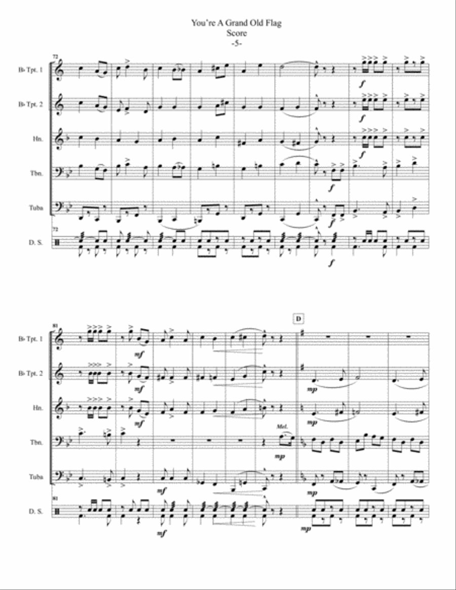 You're A Grand Old Flag You're A Grand Old Flag Brass Ensemble scores gallery preview page 6