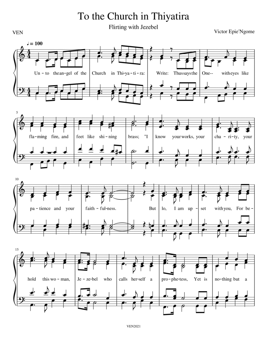To the Church in Thiyatira 4-Part scores gallery preview page 1
