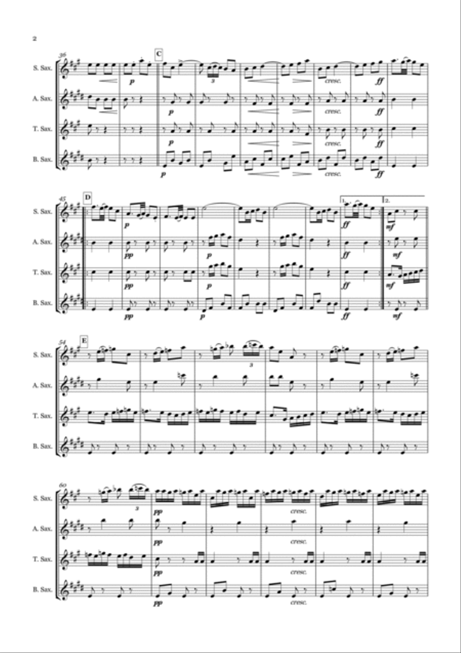 La Entra de la Mutra Pasodoble for Saxophone Quartet Saxophone Quartet scores gallery preview page 2