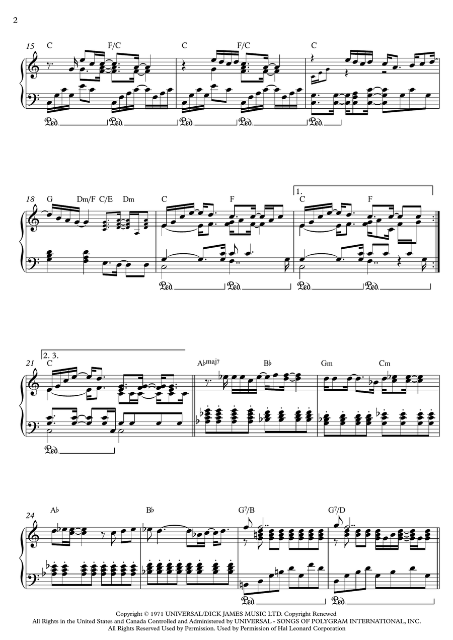Tiny Dancer Piano Solo scores gallery preview page 2
