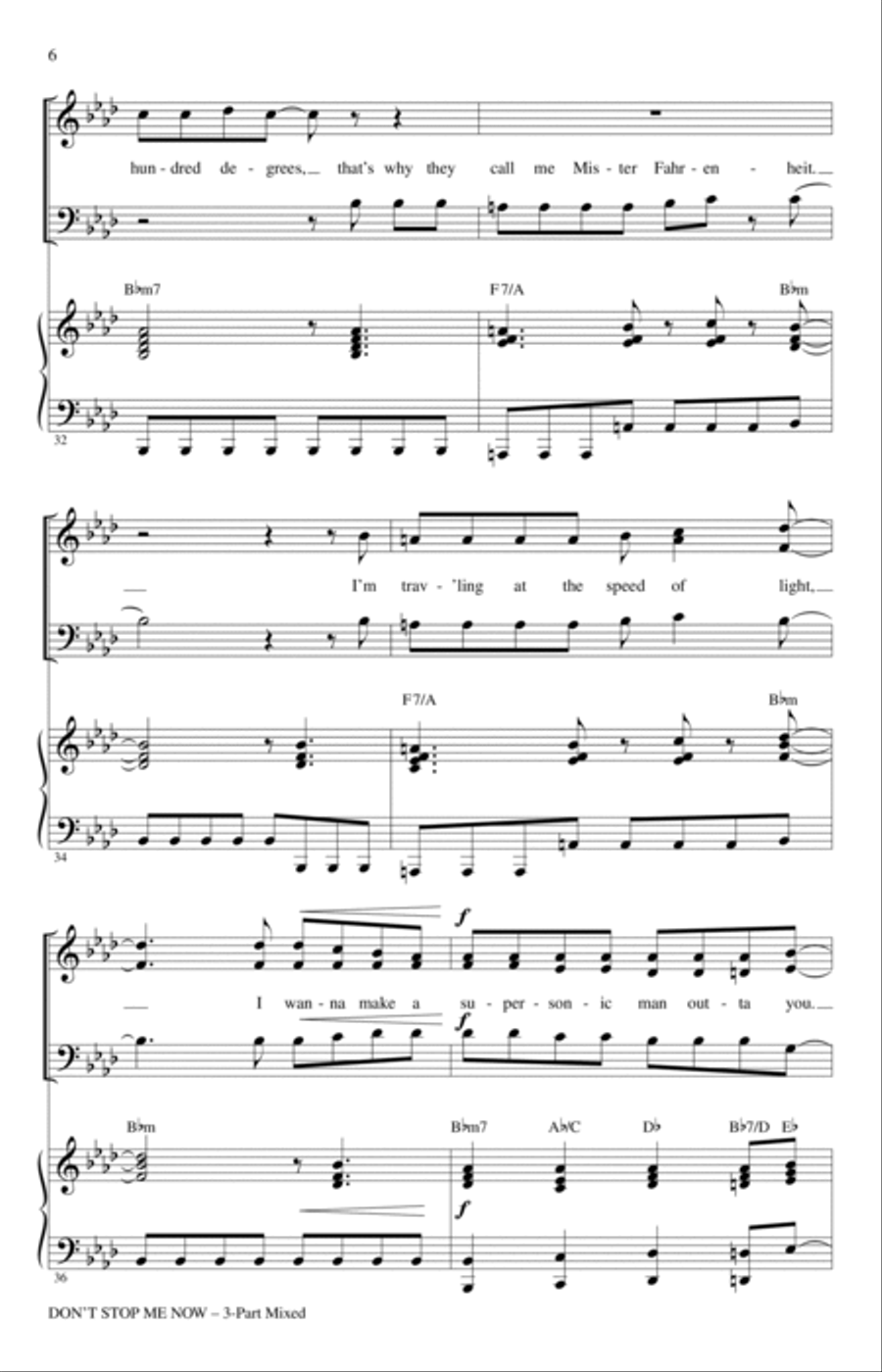 Don't Stop Me Now (arr. Mark Brymer) 3-Part scores gallery preview page 5
