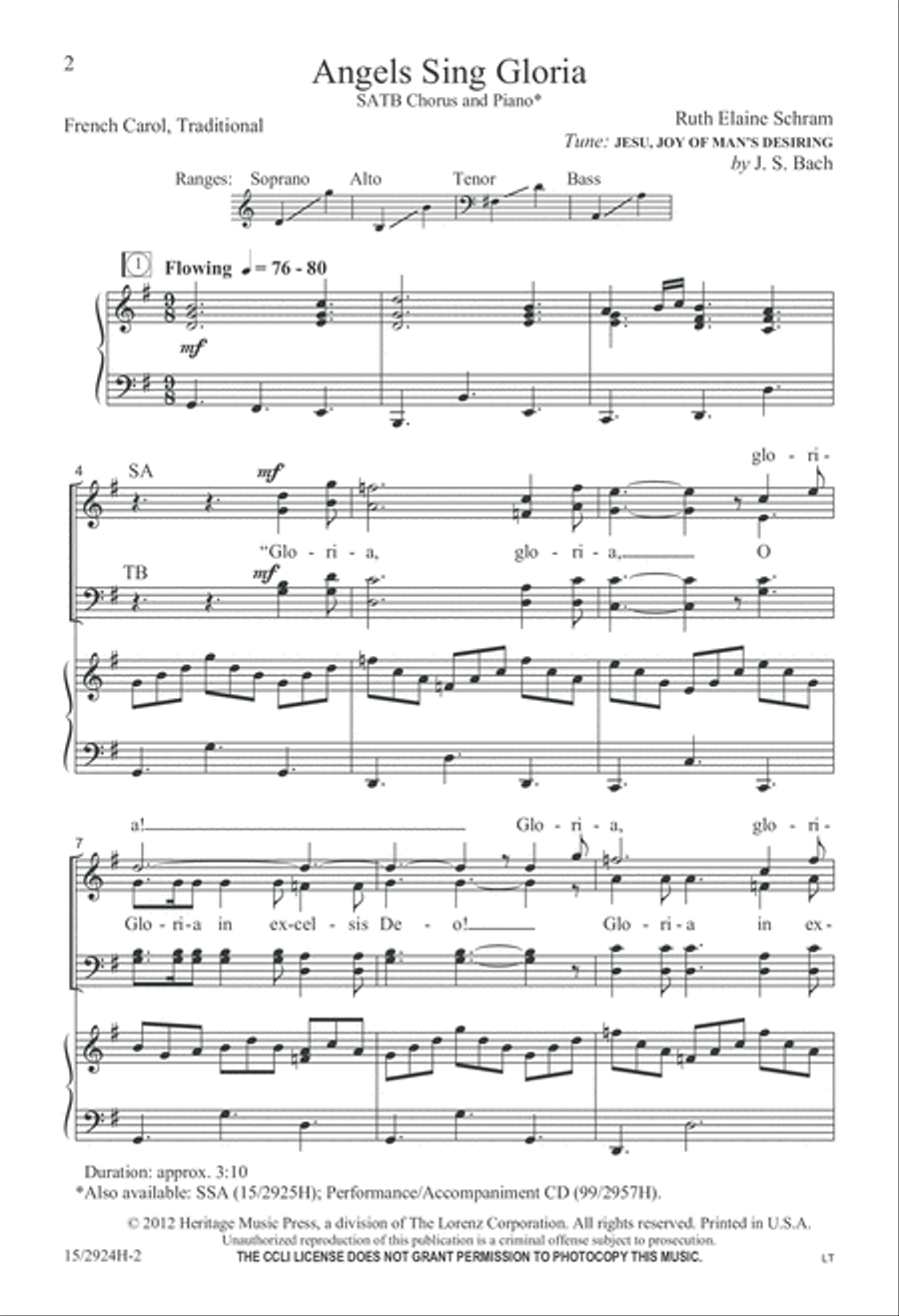 Angels Sing Gloria 4-Part scores gallery preview page 2
