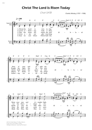 Christ The Lord Is Risen Today - Choir SATB - W/Chords