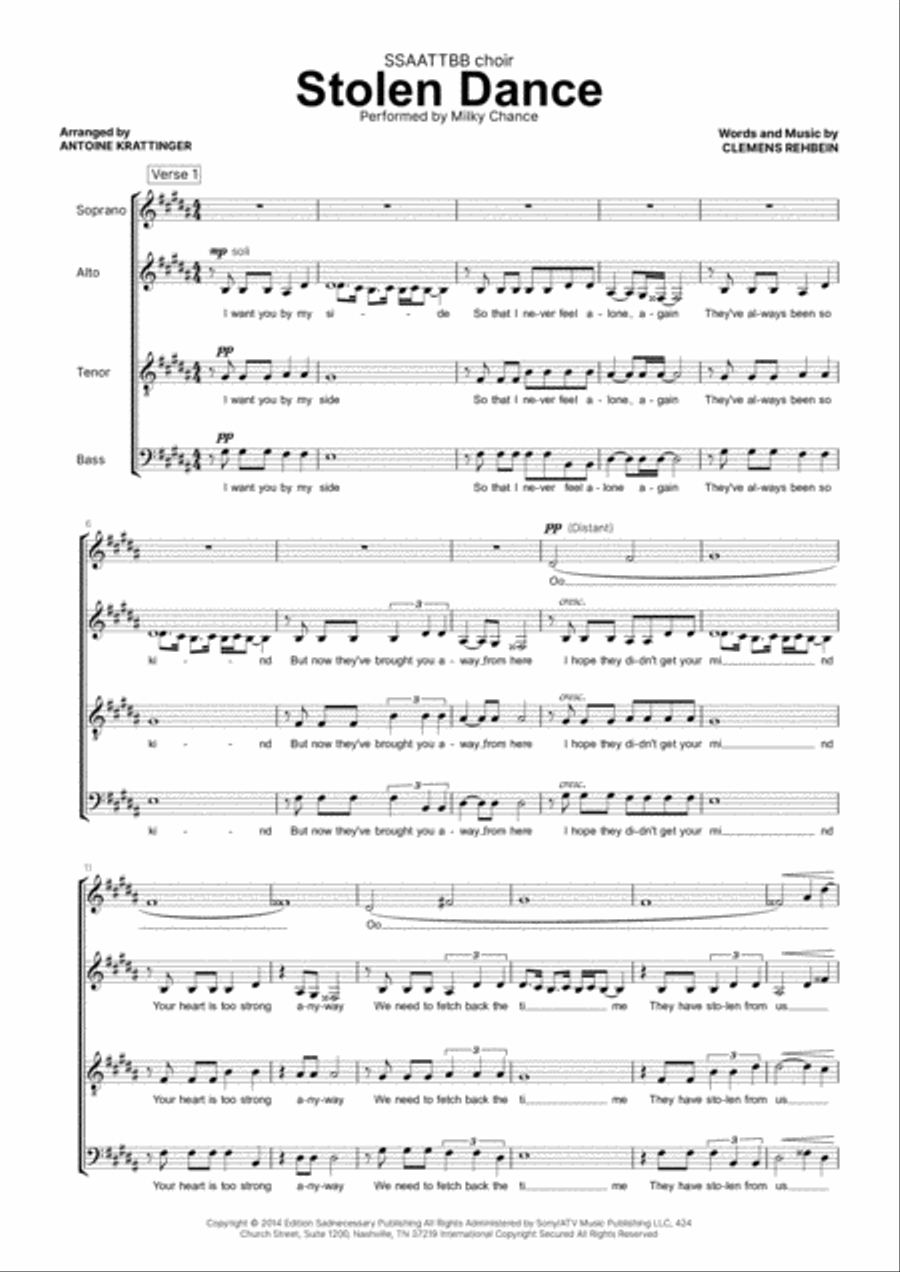 Stolen Dance Divisi scores gallery preview page 1