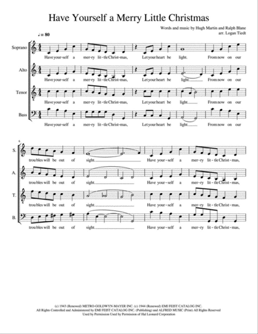 Have Yourself A Merry Little Christmas from MEET ME IN ST. LOUIS 4-Part scores gallery preview page 1