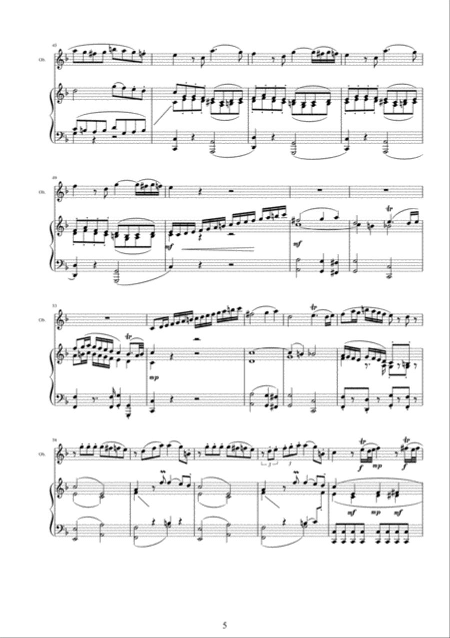 Mozart – Complete Oboe Quartet in F major K370 for Oboe and piano Flute Solo scores gallery preview page 5