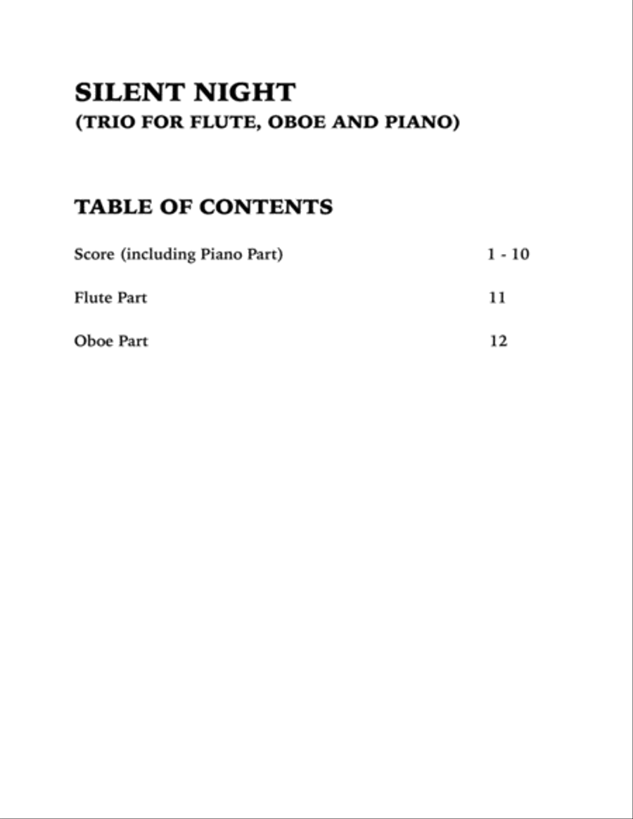 Silent Night (Trio for Flute, Oboe and Piano) Small Ensemble scores gallery preview page 4