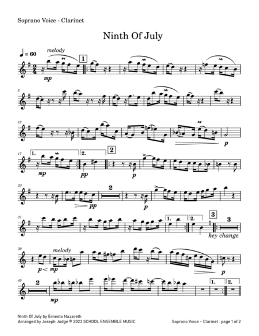 Ninth Of July by Ernesto Nazareth for Clarinet Quartet in Schools Clarinet Quartet scores gallery preview page 6