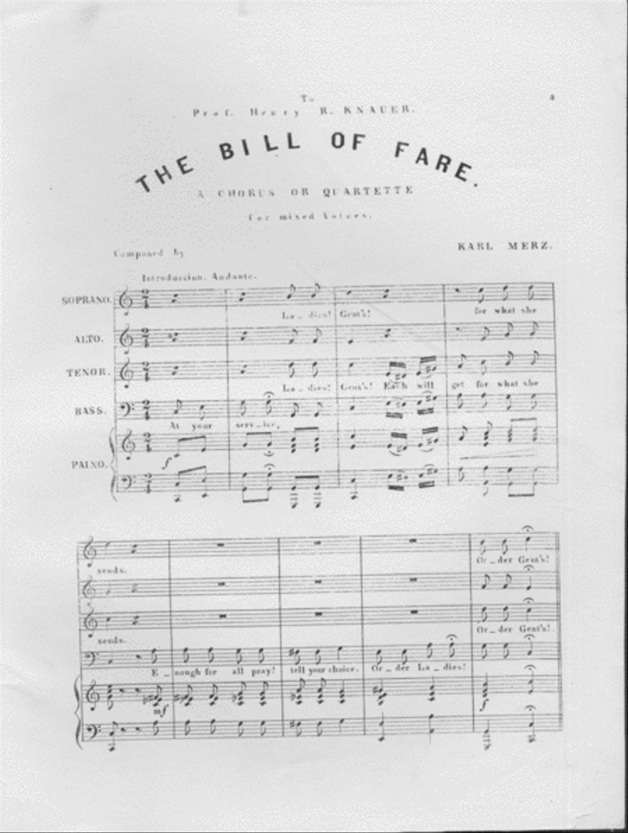 Bill of Fare. A Chorus or Quartette for mixed voices Choir scores gallery preview page 2