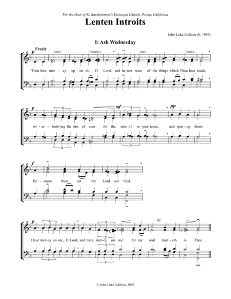 Lenten Introits Lenten Introits 4-Part scores gallery preview page 1