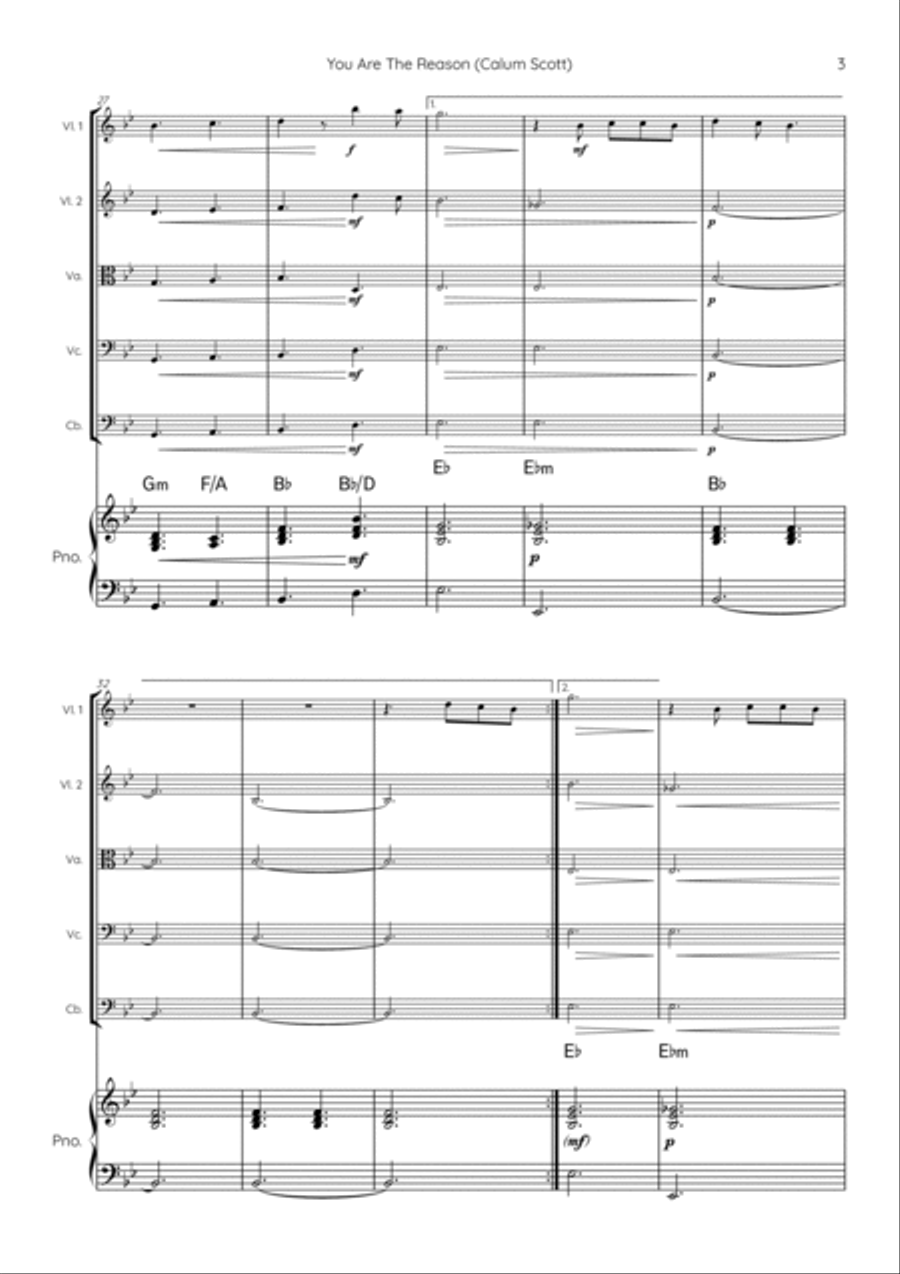 You Are The Reason String Quintet scores gallery preview page 3