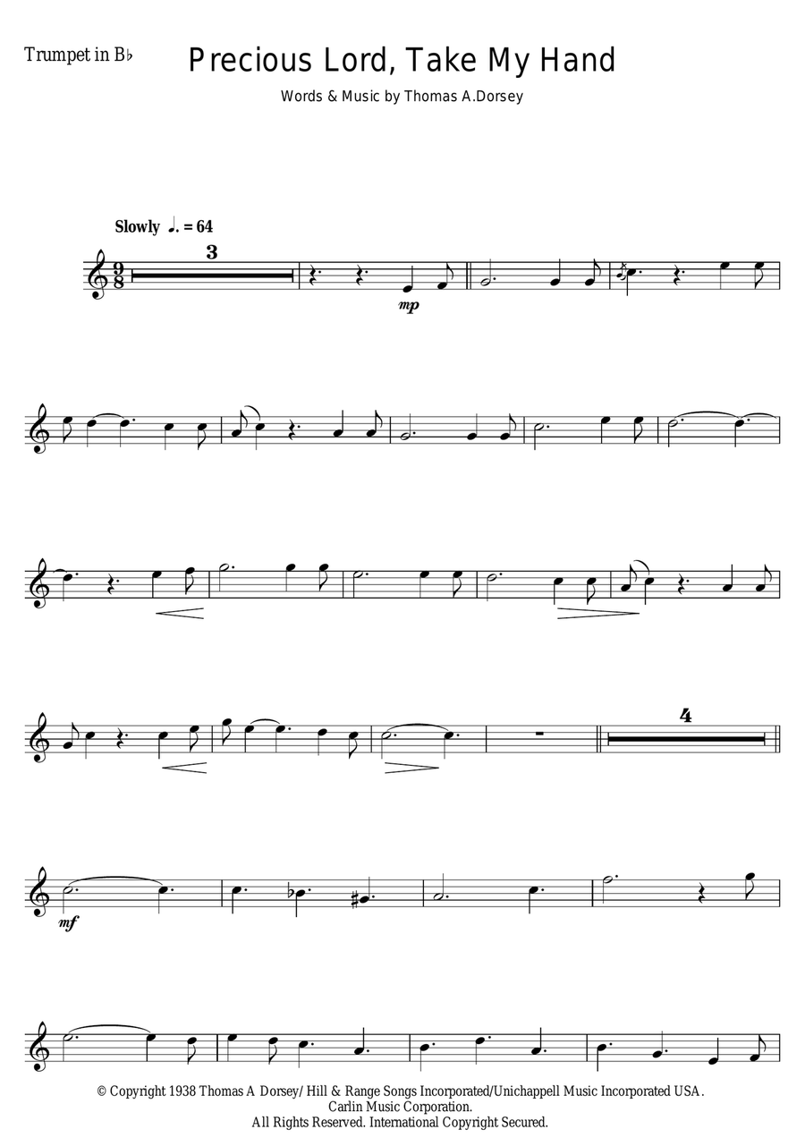 Precious Lord, Take My Hand (Take My Hand, Precious Lord) Trumpet Solo scores gallery preview page 1
