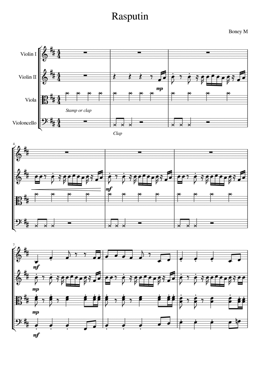 Rasputin Rasputin String Quartet scores gallery preview page 1