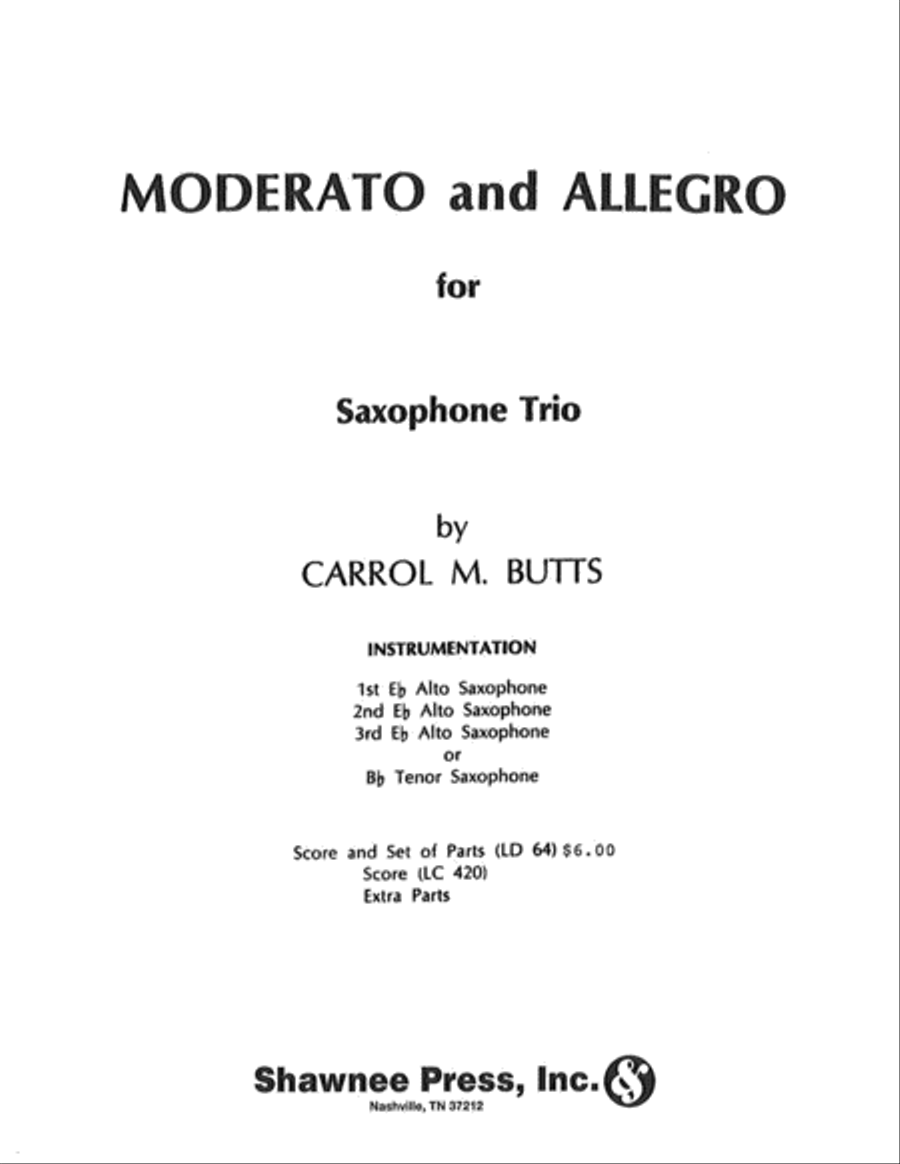 Moderato and Allegro Saxophone Trio Woodwind Trio scores gallery preview page 1