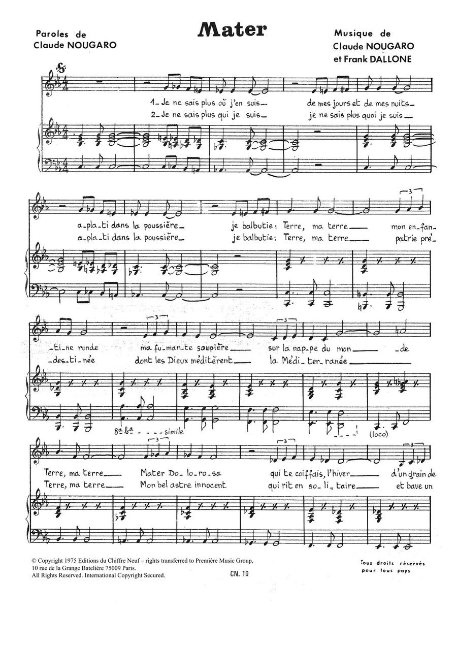 Mater Mater Piano, Vocal scores gallery preview page 1