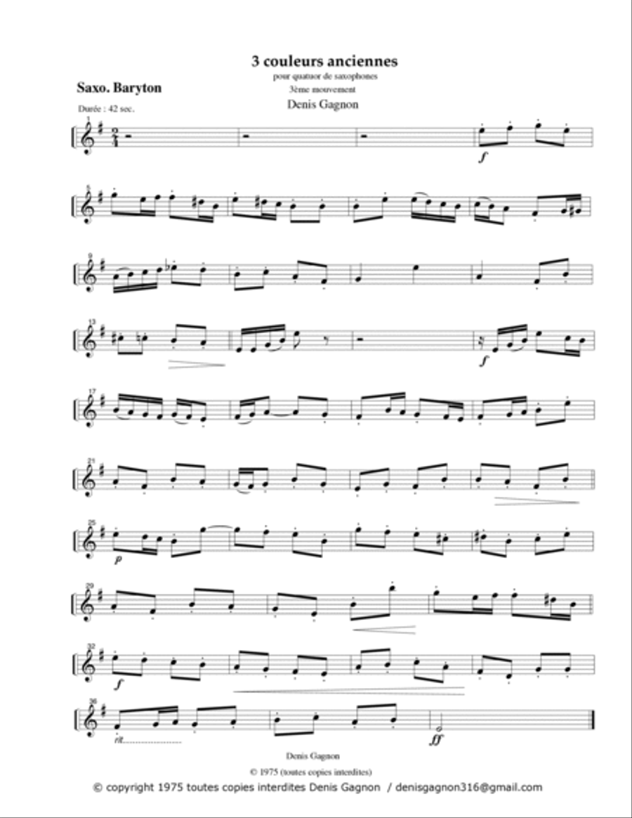 3. Couleurs anciennes / pour Quatuor de Saxophones / (3e Mouvement) image number null
