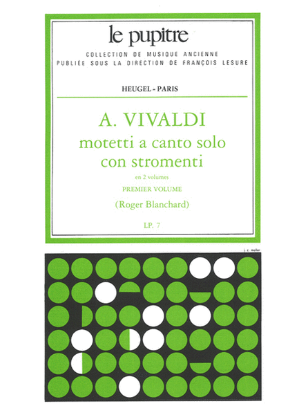 Motetti A Canto Solo Con Stromenti Cordes/cht/continuo/ption (lp7)/volume 1