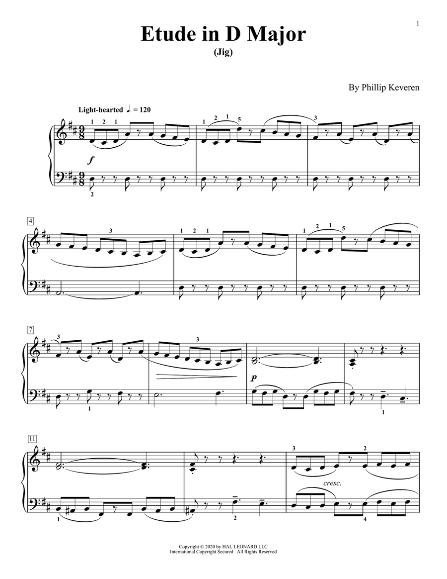 Etude In D Major (Jig) Etude In D Major (Jig) Piano Method scores gallery preview page 1