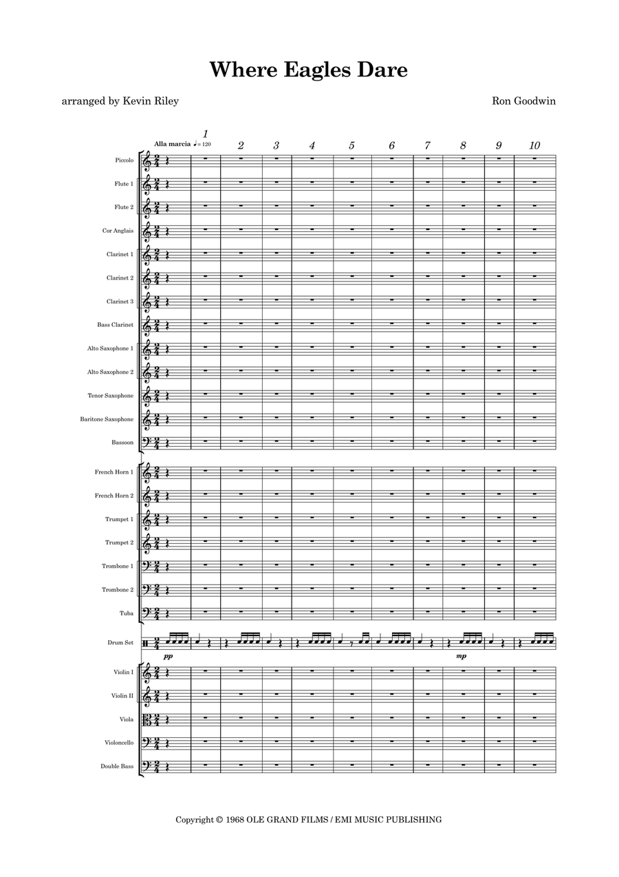 Where Eagles Dare (Theme) Full Orchestra scores gallery preview page 1