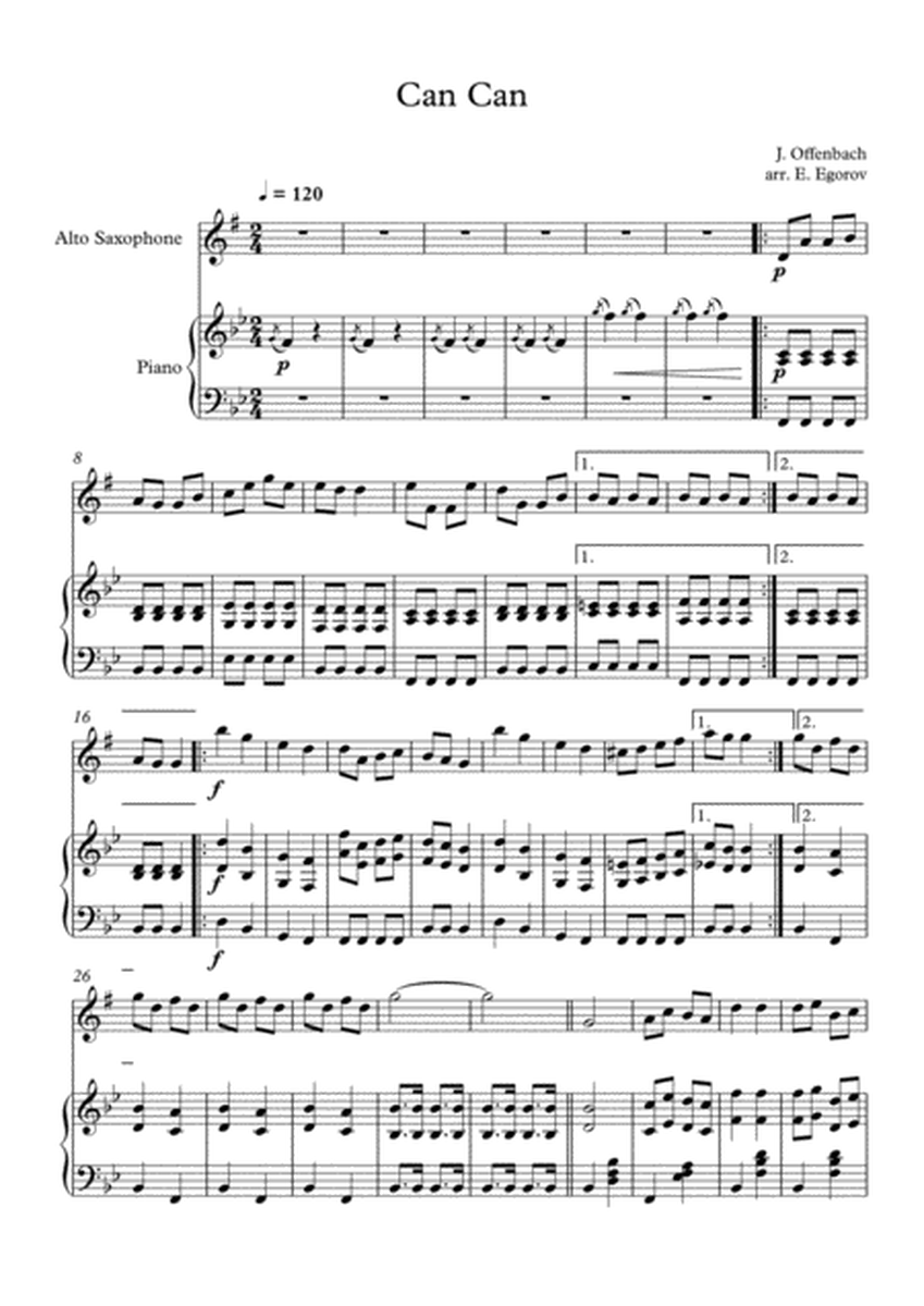 Can Can, Jacques Offenbach, For Alto Saxophone & Piano image number null