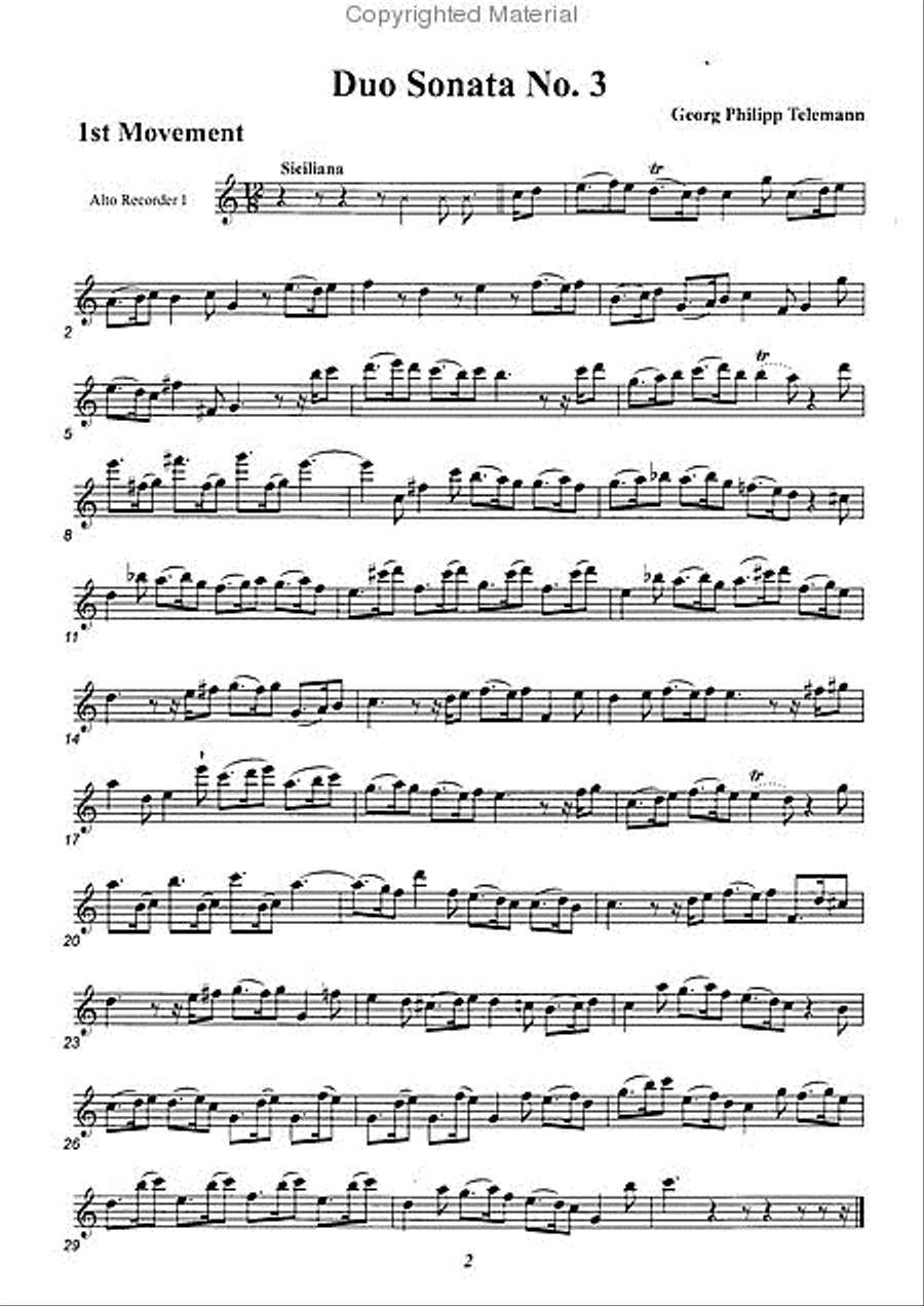 Duo Sonata No. 3 C Major Alto Recorder scores gallery preview page 2