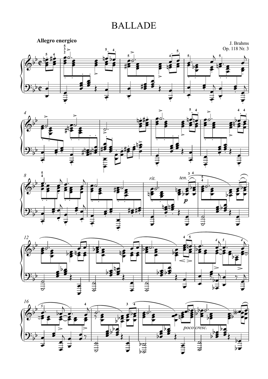 Brahms - Ballade in G minor op. 118 NO.3 Piano Solo scores gallery preview page 2