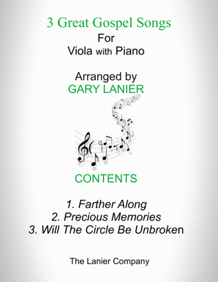 Book cover for 3 GREAT GOSPEL SONGS (for Viola with Piano - Instrument Part included)