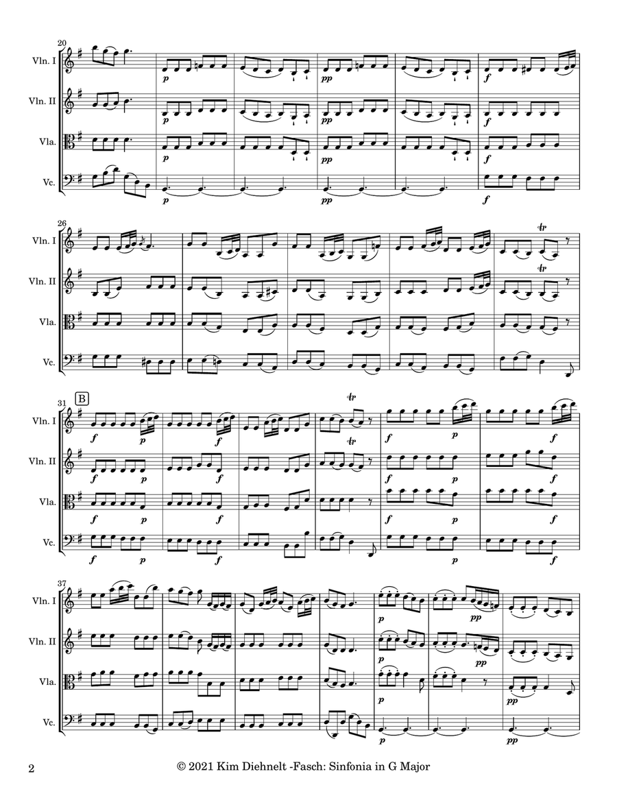 Fasch: Sinfonia in G Major (Arr. Diehnelt, for String Quartet) String Quartet scores gallery preview page 3