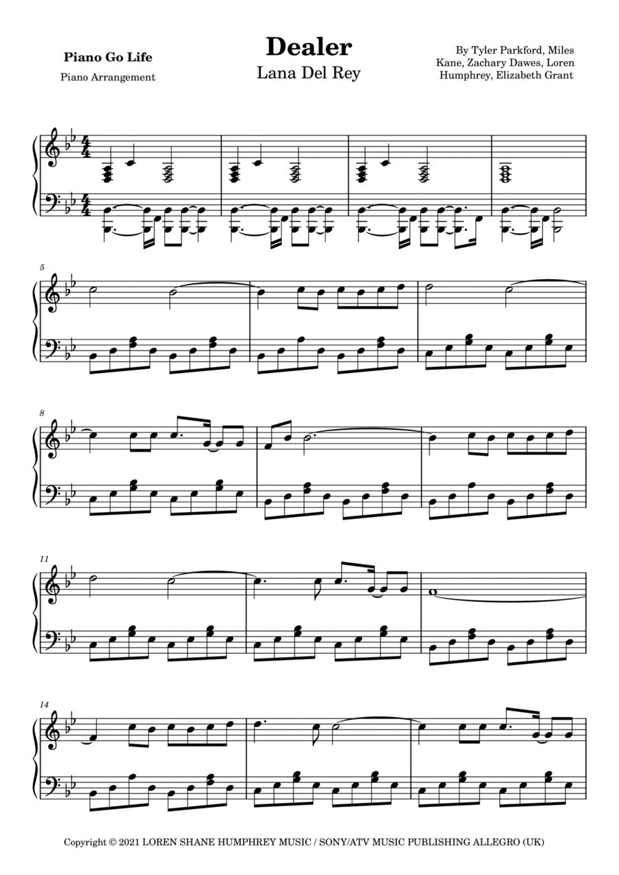 Dealer Piano Solo scores gallery preview page 1