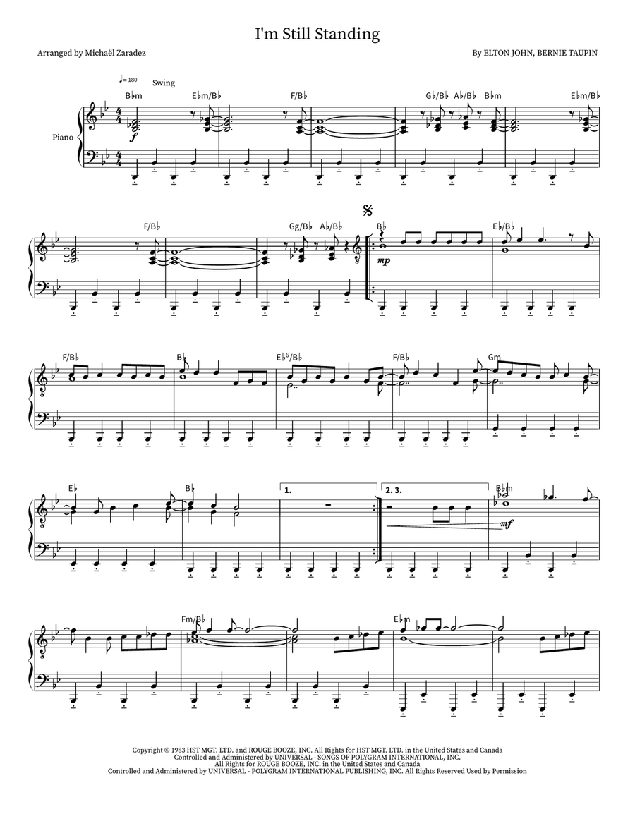 I'm Still Standing Piano scores gallery preview page 1