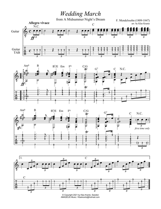 Wedding march for guitar solo (+TAB)