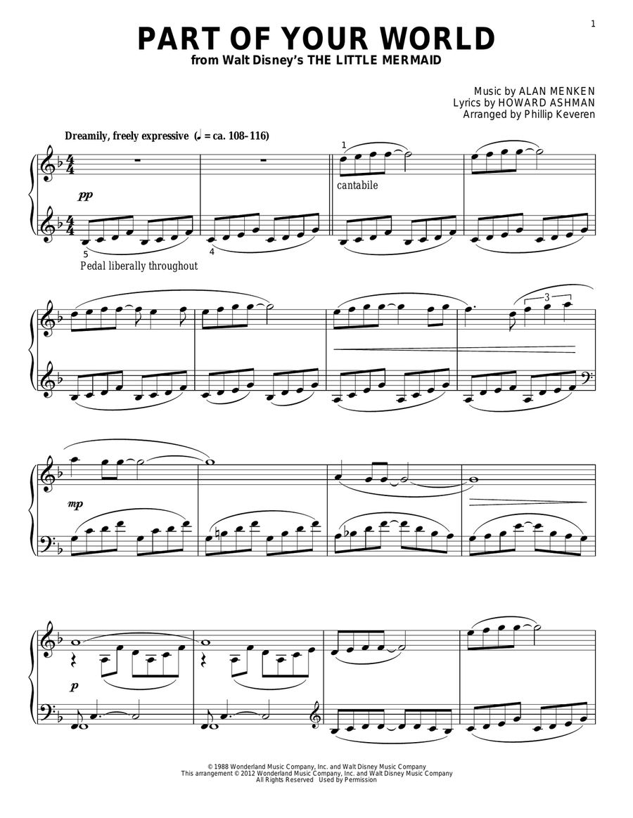 Part Of Your World [Classical version] (from The Little Mermaid) (arr. Phillip Keveren) Piano Solo scores gallery preview page 1