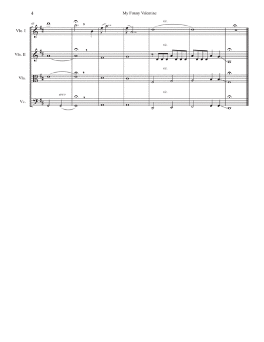 My Funny Valentine String Quartet scores gallery preview page 4