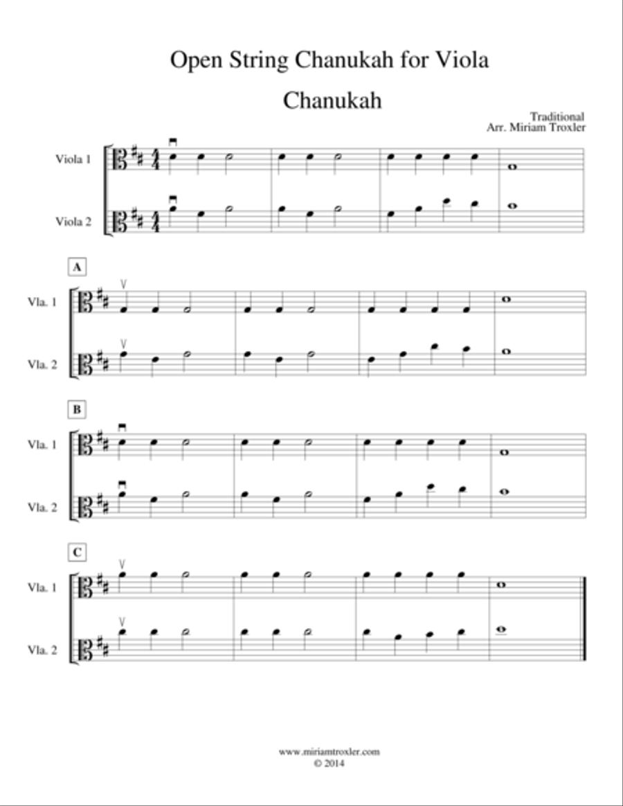 Open String Chanukah for Viola Viola Solo scores gallery preview page 1