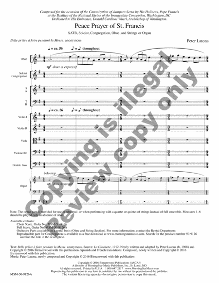 Peace Prayer of St. Francis (Additional Full Score)