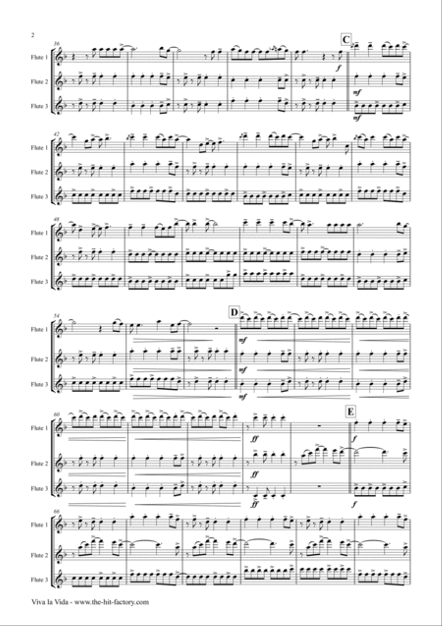 Viva La Vida Flute Trio scores gallery preview page 2