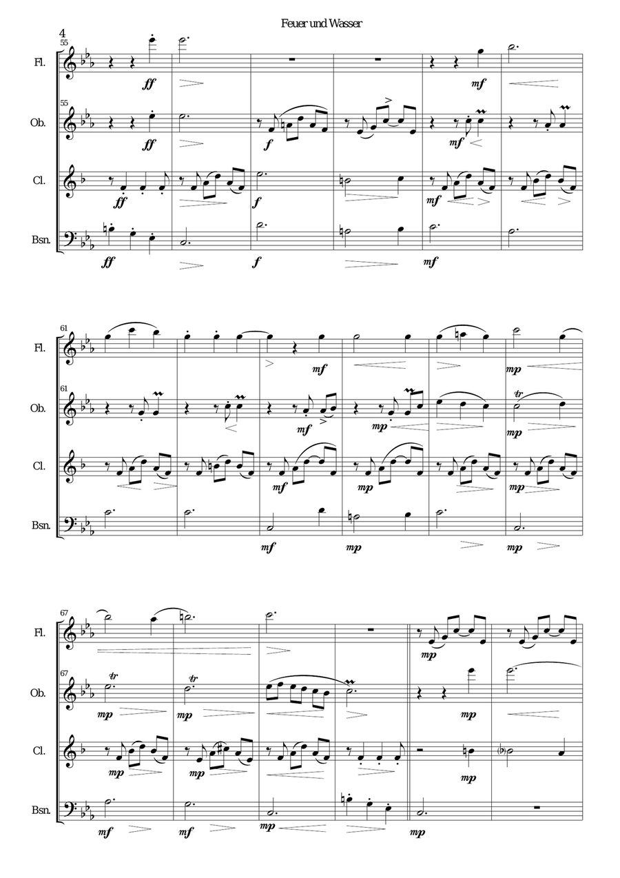 Feuer und Wasser (Fire and Water) for wind quartet Woodwind Quartet scores gallery preview page 4
