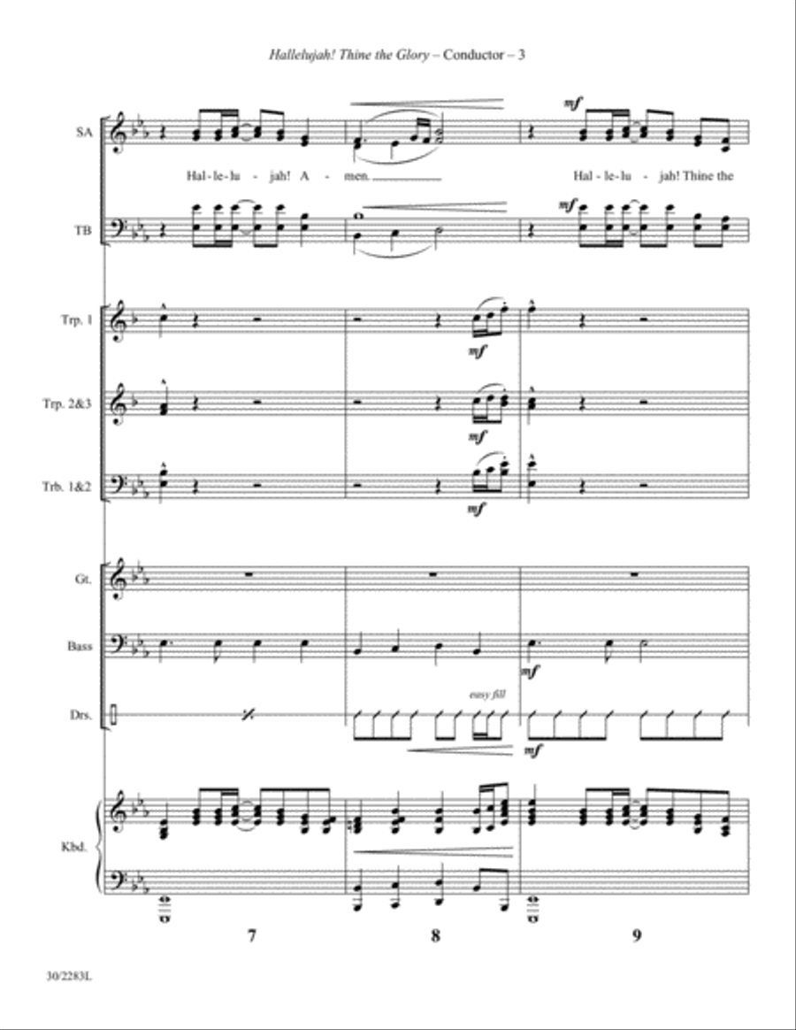 Hallelujah! Thine the Glory - Brass and Rhythm Trombone scores gallery preview page 5