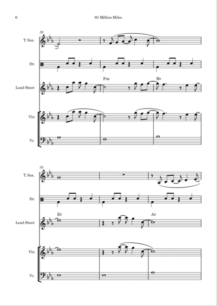 93 Million Miles Tenor Saxophone scores gallery preview page 6