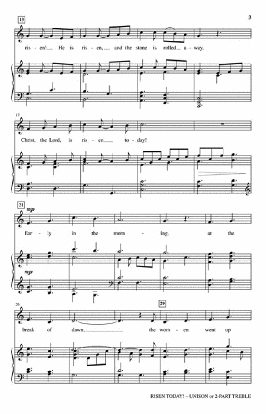 Risen Today! Risen Today! Unison Choir scores gallery preview page 3