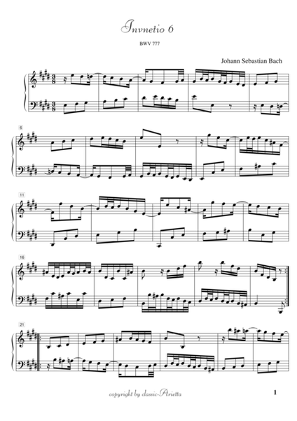 Five Two-Part Inventions (BWY 777-781) for piano