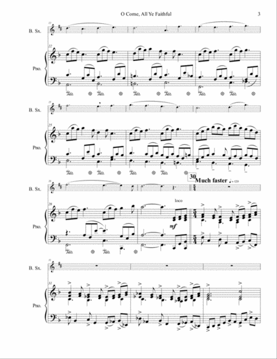 O Come, All Ye Faithful for Solo Bari Saxophone Baritone Saxophone scores gallery preview page 4