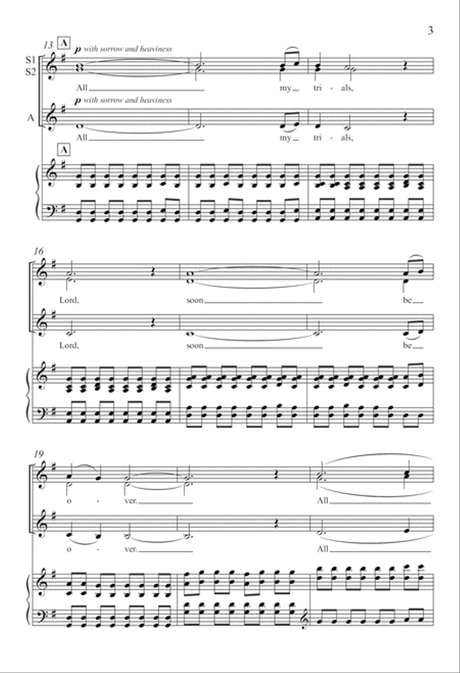 Gospel Songs: All My Trials SSA scores gallery preview page 3