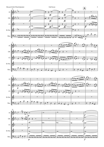 Mozart: Divertimento No.3 in Eb K166 (Originally -10 winds) - wind quintet image number null