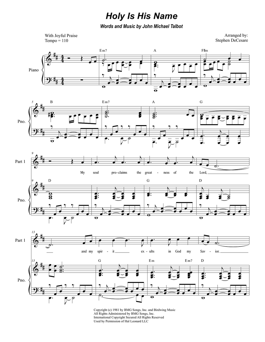 Holy Is His Name 2-Part scores gallery preview page 1