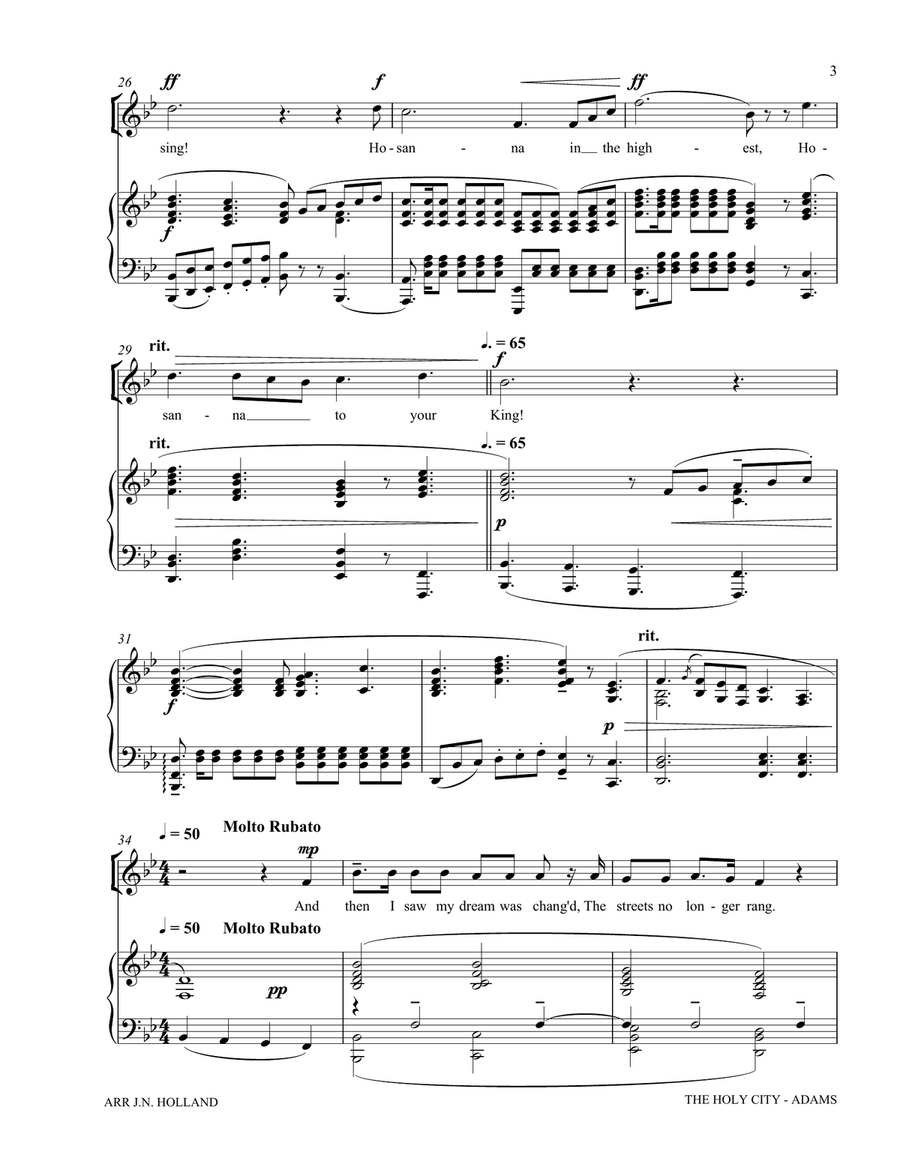 The Holy City for Solo Mezzo Soprano Voice and Piano (Key of Bb) Mezzo-Soprano Voice scores gallery preview page 5